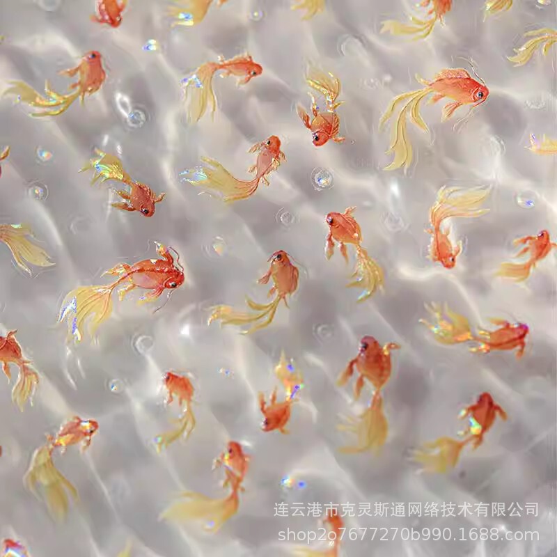 New Chinese-Style Nail Art with Luxurious Koi Stickers, Shell-Gloss Goldfish, Trendy Good-Luck Fish, Embossed Adhesive Nail Decorations