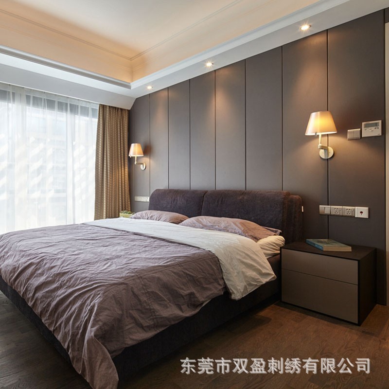 硬包木饰面背景墙卧室床头软包现代轻奢客厅沙发电视极简约背景-阿里巴巴
