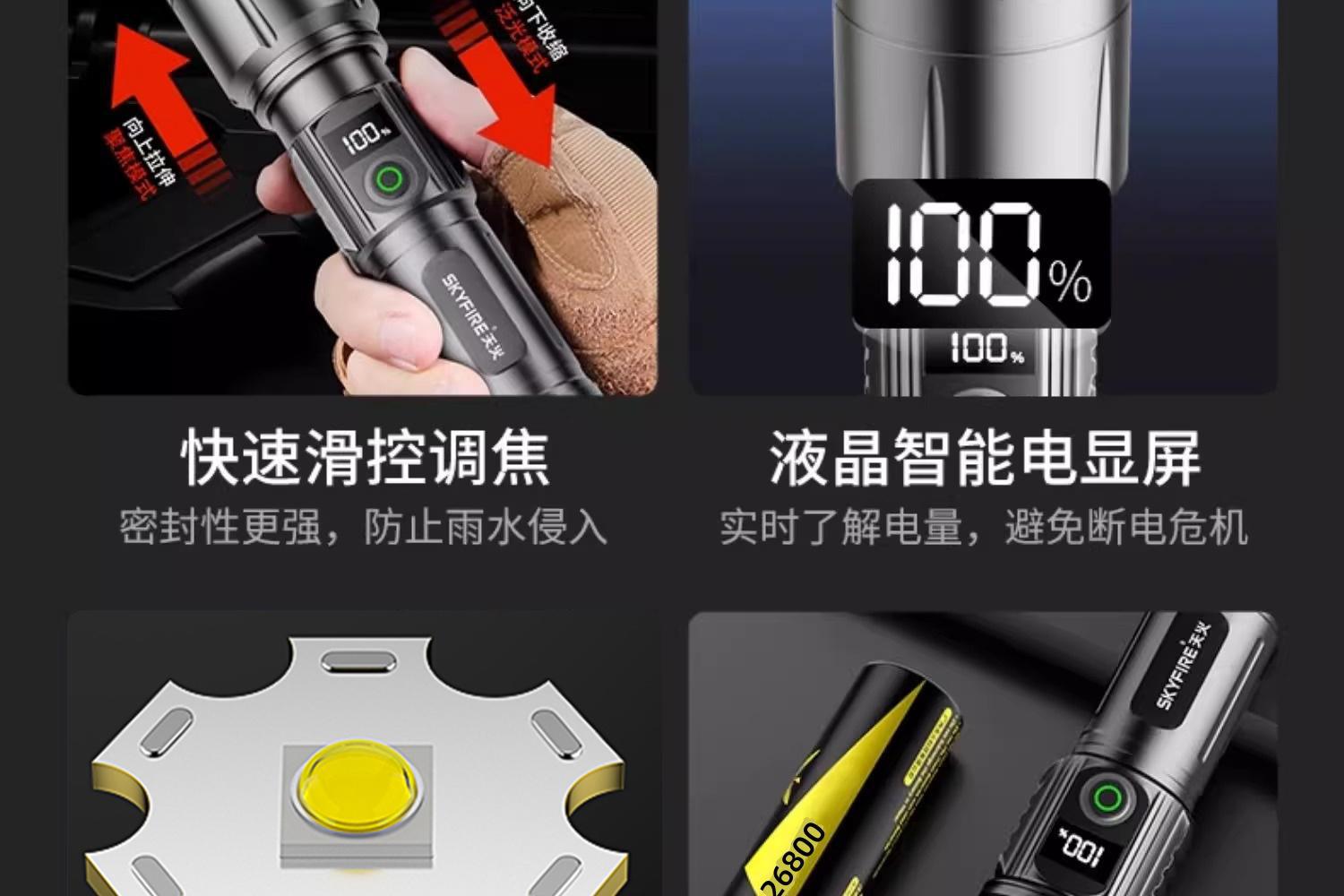 New Flashlight with Strong Light, Rechargeable, Outdoor, Ultra-Bright, Long-Range, Small, Mini, Portable, Durable, Mixed Led Light
