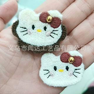 钉珠猫刺绣花片 羊绒毛线刺绣配件DIY儿童发饰品服装鞋帽胸针辅料