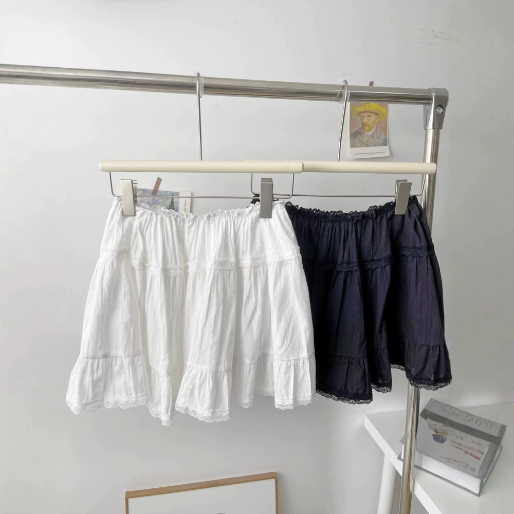 Сладкий кружевной край, эластичная юбка с высокой талией, женская весна 2025 новая французская анти-легкая юбка 5503