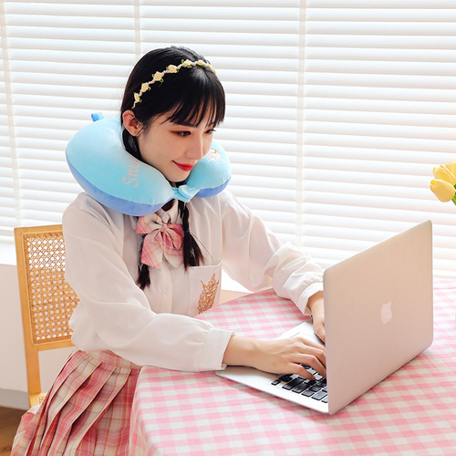 Plush toy cartoon U-shaped pillow multi-functional cervical spine pillow nap pillow travel neck pillow eye mask pillow wholesale