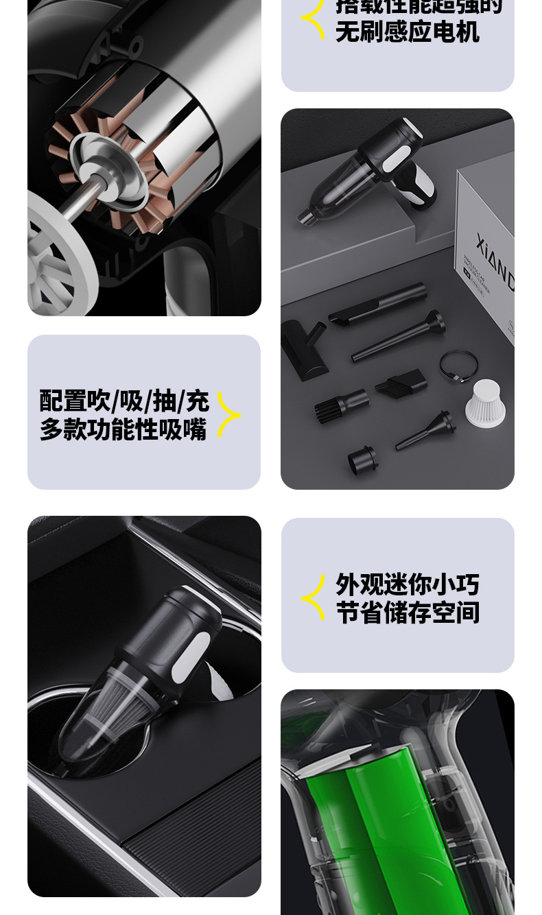 Car Vacuum Cleaner Handheld Small Wireless Vacuum Cleaner Blowing and Suction Integrated Car Home Dual-Purpose Super Powerful Suction Vacuum Cleaner