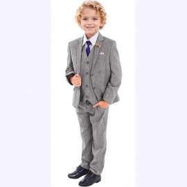 人字纹儿童西装套装英伦男童礼服三件套西装