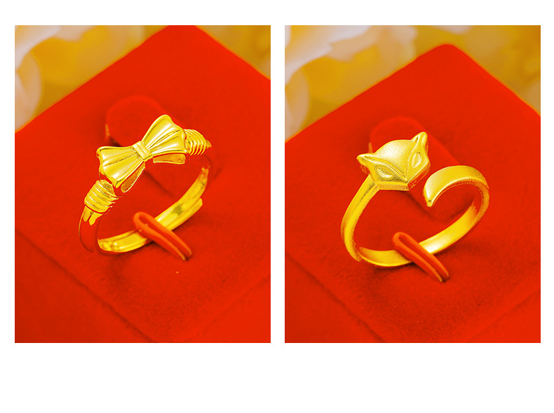 1 Piece Simple Style Fox Bow Knot Brass Open Ring display picture 1