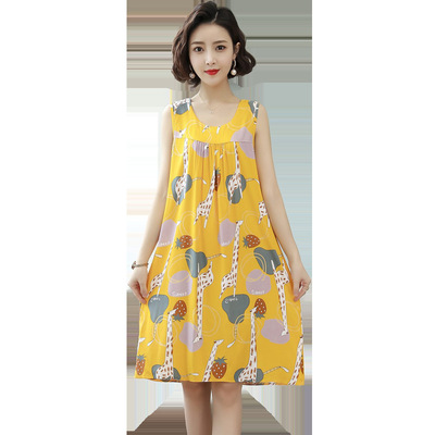 韩版加长款棉绸睡裙