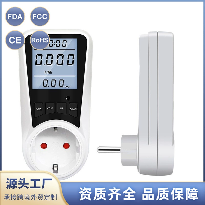 Европейский датчик с подсветкой переменного тока счетчик ватт-часов цифровой счетчик ватт-часов розетка 220 В измеритель напряжения киловатт измеритель мощности электронный счетчик