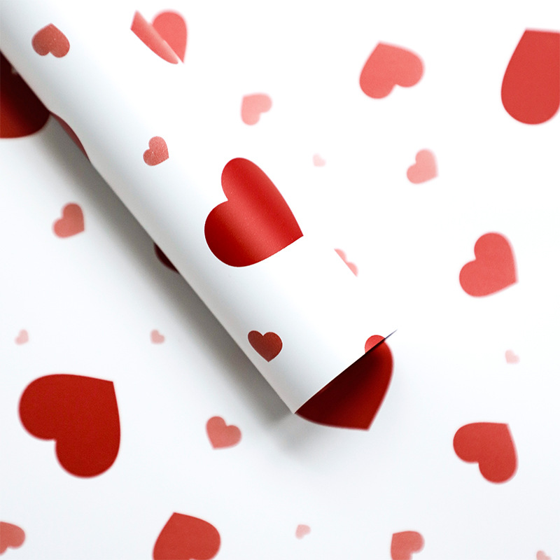 Papel de pluma brillante corazón de papel de embalaje de flores plástico amor colorido papel de envoltura de dopamina florista florística arte