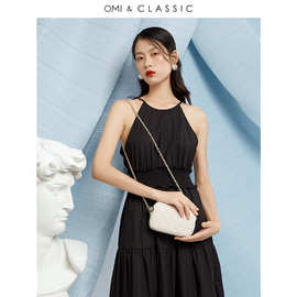 OMI包包女2020新款潮时尚百搭单肩斜挎链条包菱格小方包