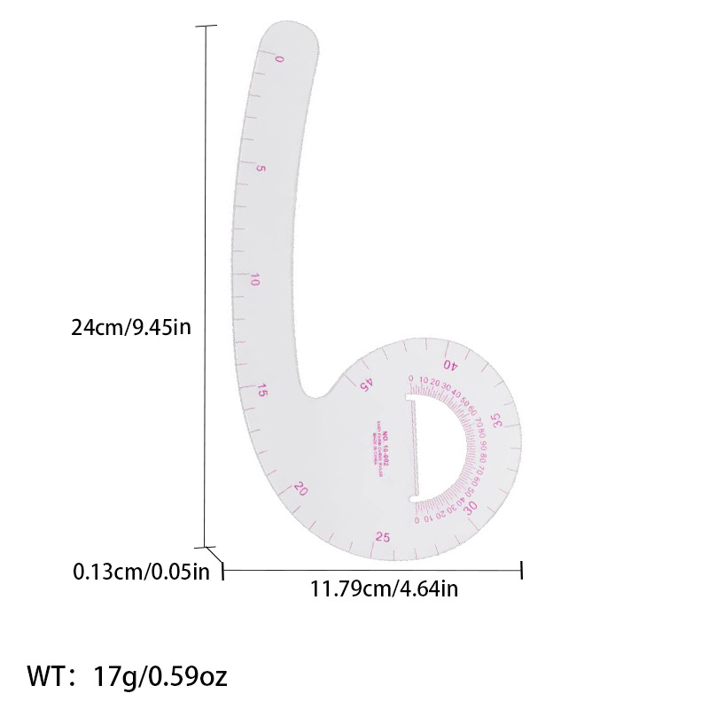 Regla de curva directa de fábrica Botón regla de arco regla de ropa regla de corte traje de regla de jaula de manga regla de tamaño colección