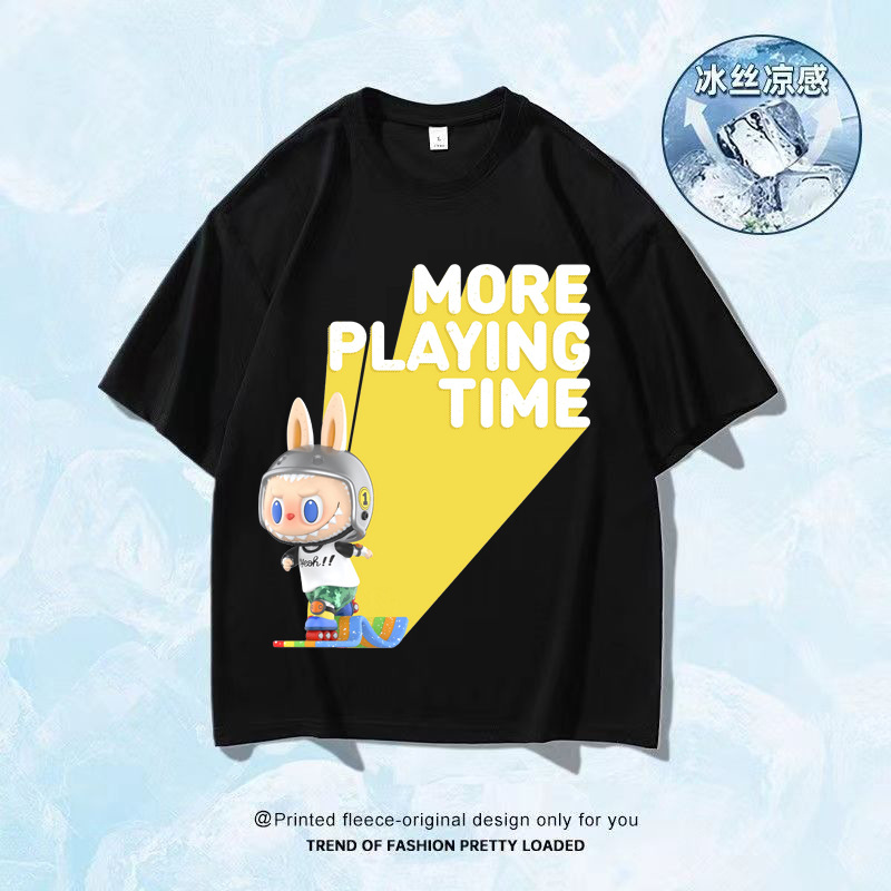 2026 helado seda camiseta impresa de manga corta logotipo grande ropa de trabajo DIY ropa de trabajo impresa de cuello redondo camiseta