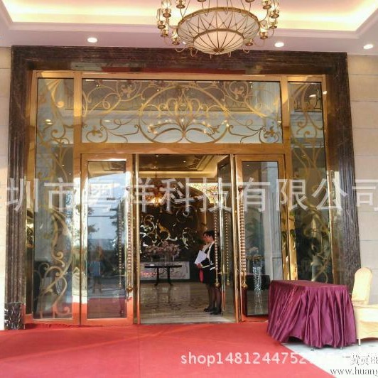 惠州安装豪华不锈钢电动玻璃门惠州商铺电动玻璃门红外感应玻璃门