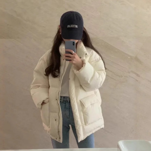 Spot Oun*E Pure Color Stand Collar Straight down Jacket National Standard 90 Velvet Korean Style High-End Winter Warm Jacket