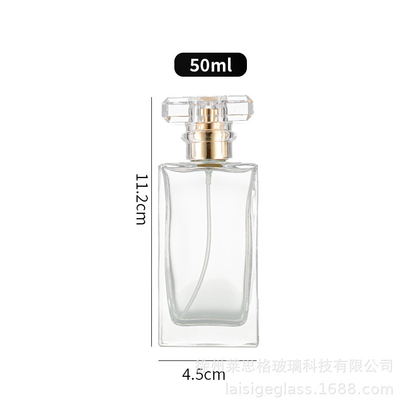 スポット卸売透明ガラス香水瓶 30 ミリリットル 50 ミリリットルフレグランス詰め替えボトルポンプヘッド空ボトル絶妙な包装|undefined