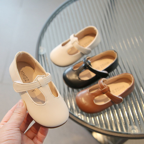 Baby Girl Princess Shoes  Autumn New Children's Shoes Soft Sole Velcro Flat Heel Toddler Shoes Small Leather Shoes