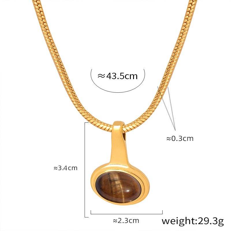 軟骨蛇骨鎖ガラスペンダントネックレスチタン鋼18k金色落ちしないins美ラードアクセサリー|undefined