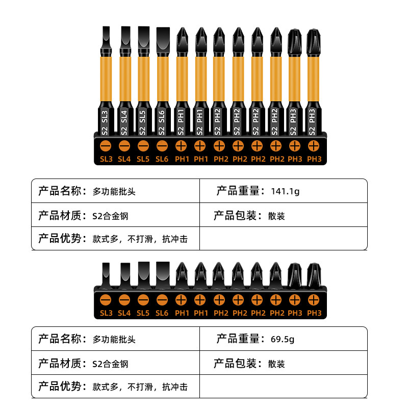クロスボーダー耐衝撃性磁気ワンワードクロスビットハンドドリルネジセット電動ドライバーインパクトビット|undefined