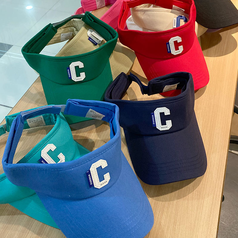 Koreanischer Sommer-Sonnenhut für Damen, offene Baseballkappe, Sportkappe mit Buchstaben-C-Design_voghion.com