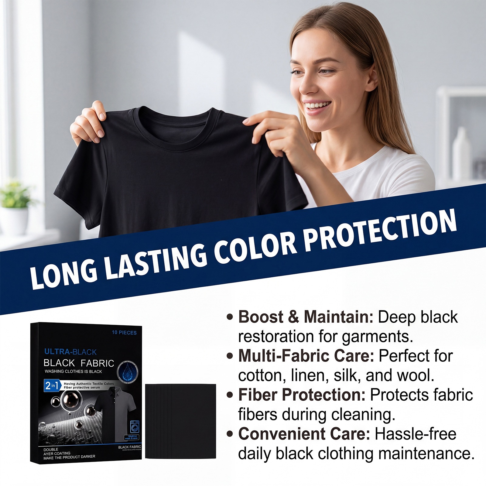 Toallitas para Restaurar Color Negro en Ropa Fijación de Color para Ropa Negra