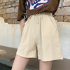 Cotton shorts, sports trousers, A-line, loose fit, plus size, high waist, cotton and linen