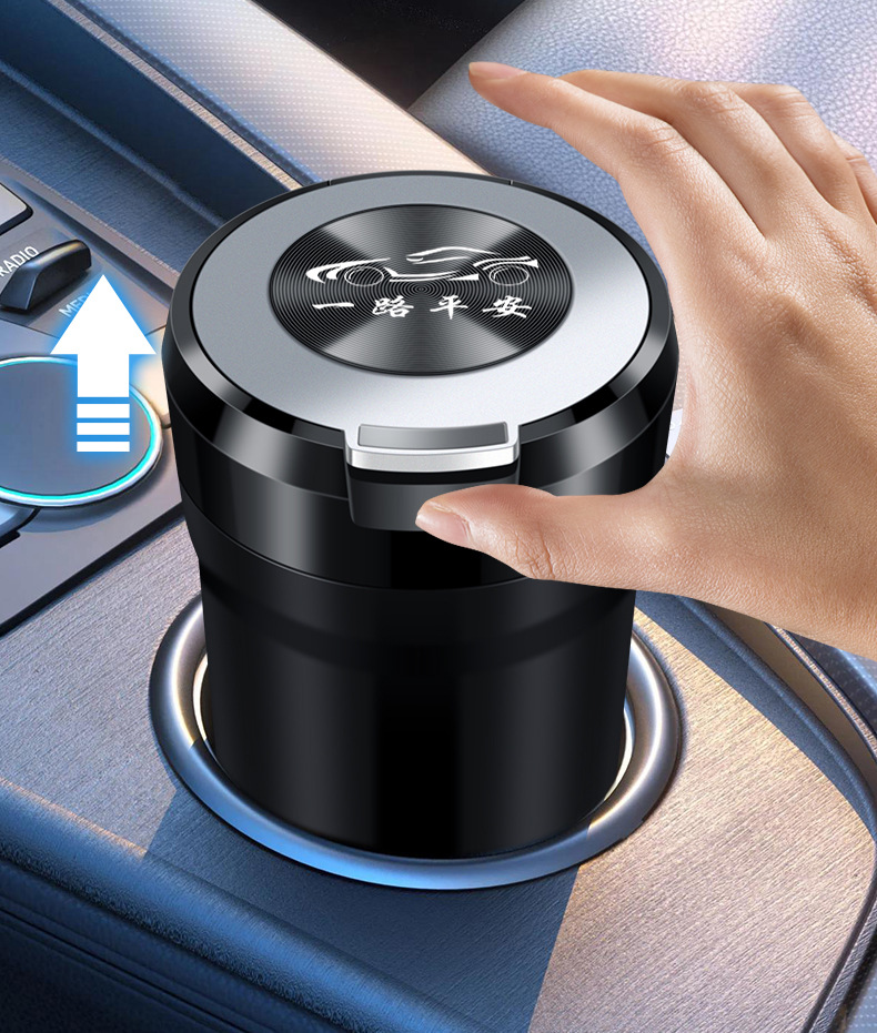 New ceramic liner multi-function with light personality ashtray car CD pattern flip ashtray car interior accessories