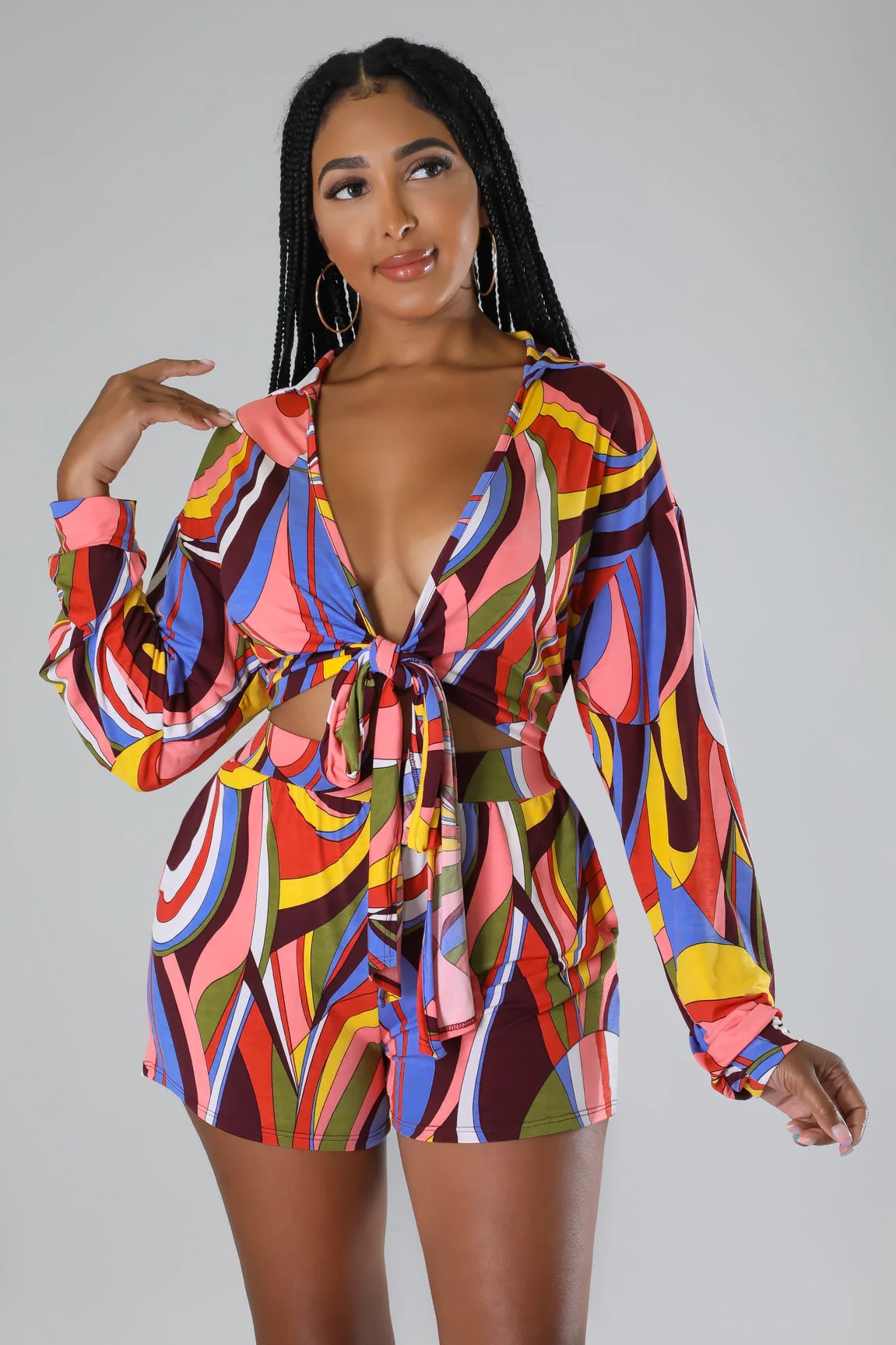 309g Weight Long Sleeve Sleeve Length Polyester Fabric Type Shorts Co-ord Set Sets Type 2 Piece Set Quantity Street Occasion Turndown Neckline Regular Fit Fit Type Stripe Pattern Summer Season Women'S Gender Printing Design Vacation Style Street Women'S Vacation Stripe Polyester Printing Shorts Co-ord Set Shorts Sets 1