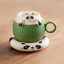 熊猫马克杯陶瓷茶杯茶水分离杯子办公室水杯泡茶杯咖啡杯精致礼物