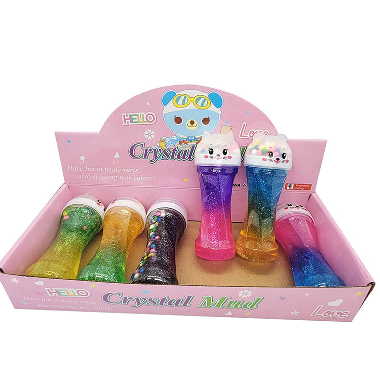 Cruz-frontera de los niños cristal de barro burbuja soplado gradiente perla colorido cristal barro espuma pegamento delgado ventas directas de la fábrica