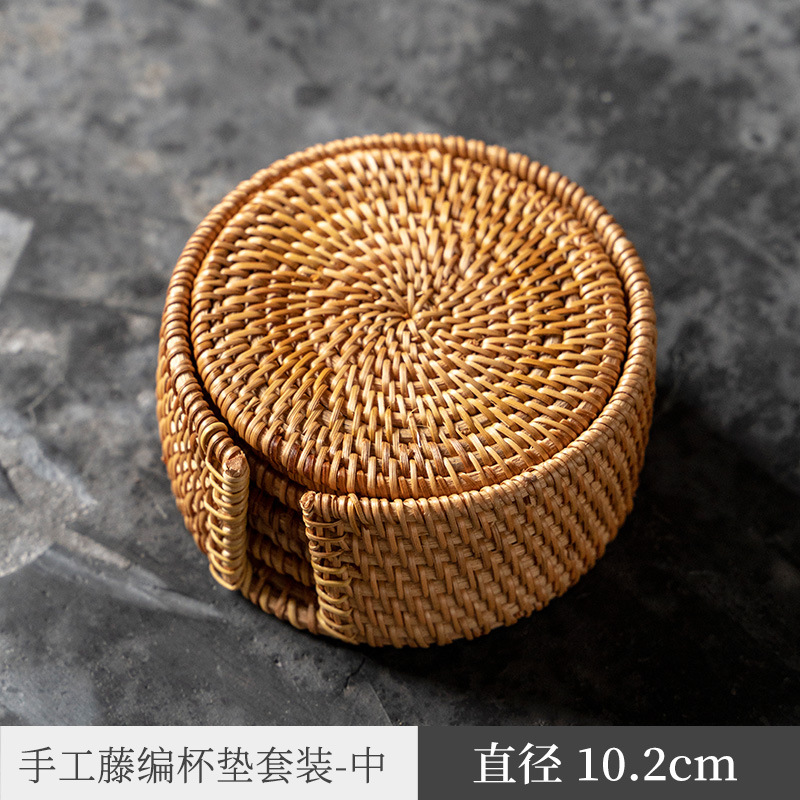 Fábrica al por mayor tejida a mano Vietnam ratán montaña juego de té ratán olla estera Vietnam viejo ratán montaña té