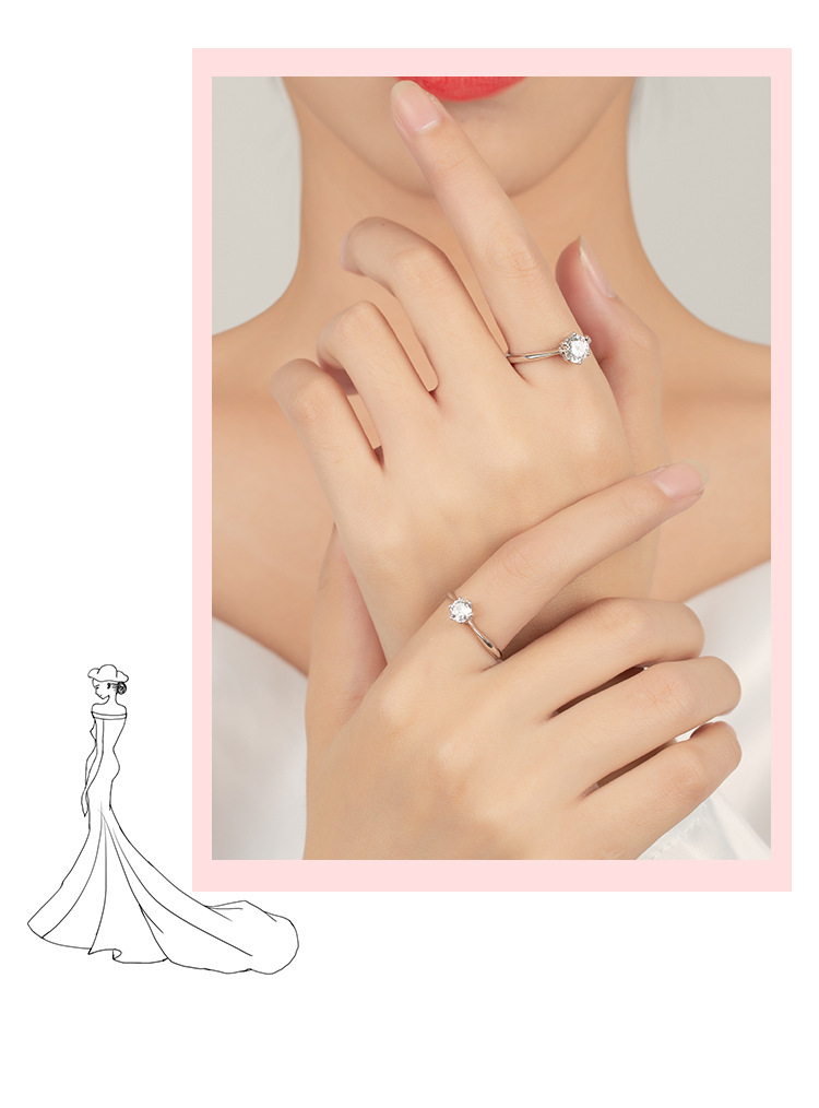 Wanying Six Claw Diamond S Pure Silver Gift Wedding Ring Light Luxury Simple Fashion Jewelry_voghion.com