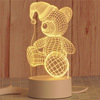 Creative three dimensional night light for bedroom, LED lantern for bed, with little bears, 3D, eyes protection