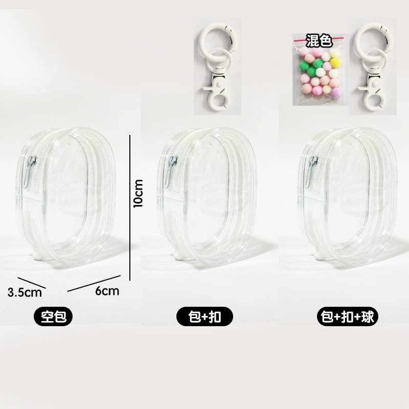 Прозрачная PVC мини-сумка (Bubble Mate) 6×3.5×9–10 см, варианты карабина и молнии