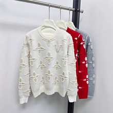 高定正确版立体嵌花字母针织衫25年早秋新款休闲时髦长袖毛衣女