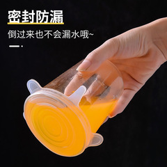 Silicone Food Cover Set of 6 for Fruits, Transparent Round Smiling Face Sealing Storage Bowl with Food Wrap, Supply Source