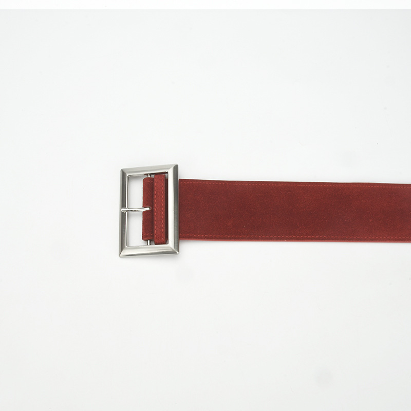 New Women's Fashion Alloy Wide Leather Belt, Genuine Leather Waist Cincher For Coats, Retro Decorative Versatile Simple Waistband - Thumbnail 3
