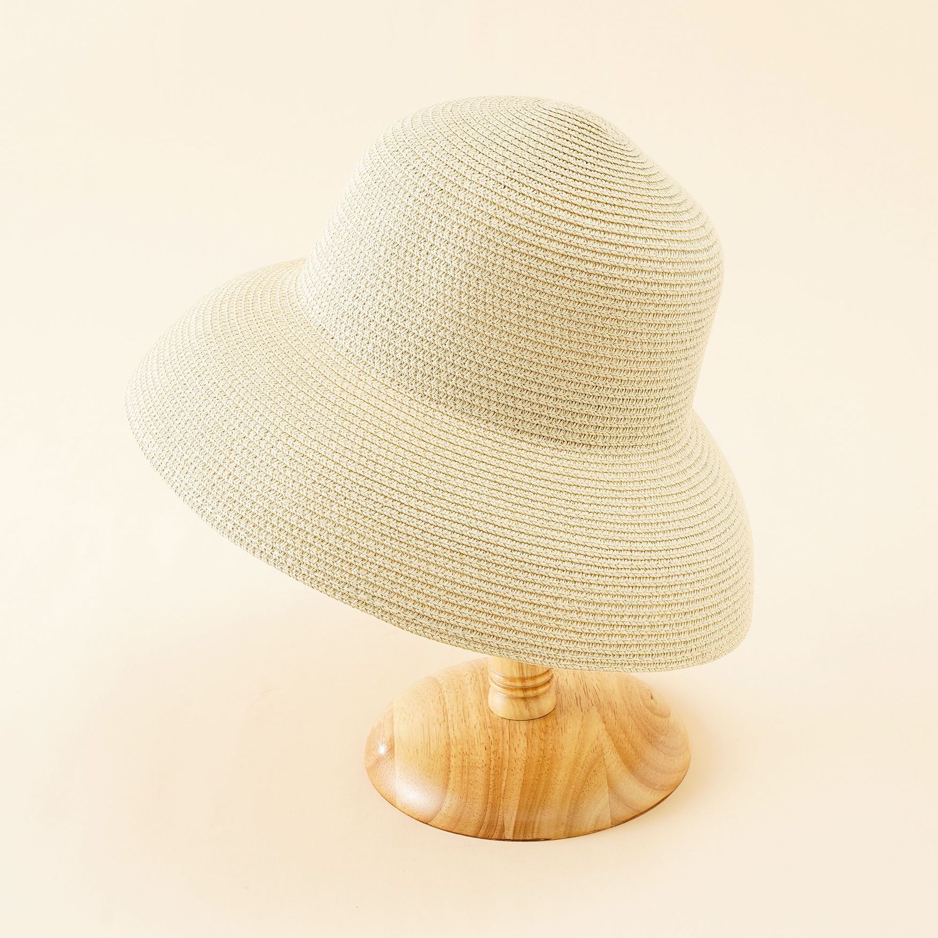 Sombrero de paja de ala ancha de color sólido mujer vacaciones de verano playa plegable sombrero para el sol hembra pantalla en forma de campana sombrero Hepburn