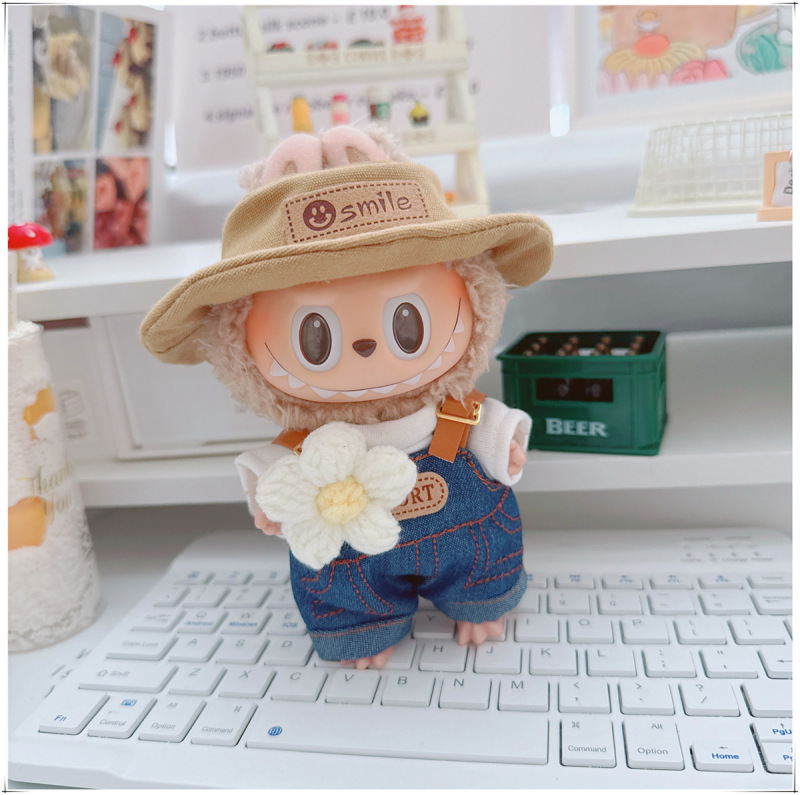 17cm布の布のlabubuの子供服のdimooのゴムの子供服のluluのブタの子供の3歳のtシャツの花のバックのズボン|undefined