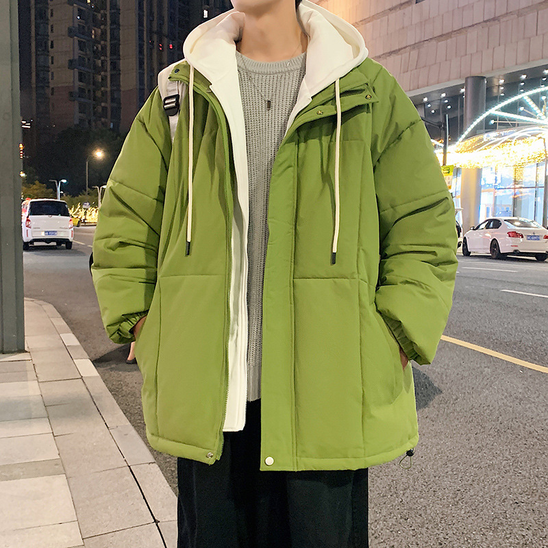Abrigo acolchado de algodón de dos piezas falso para hombres Otoño e Invierno 2023 Nuevo Abrigo acolchado de algodón suelto forrado de lana engrosado abrigo de algodón de invierno para los amantes