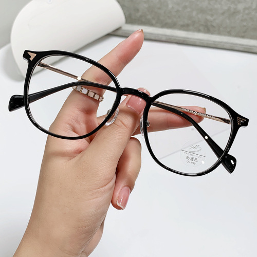  New Retro TR Anti-Blue Light Glasses Women's Fashion Internet Celebrity Street Photography Plain Glasses Frame Flat Mirrors 01247