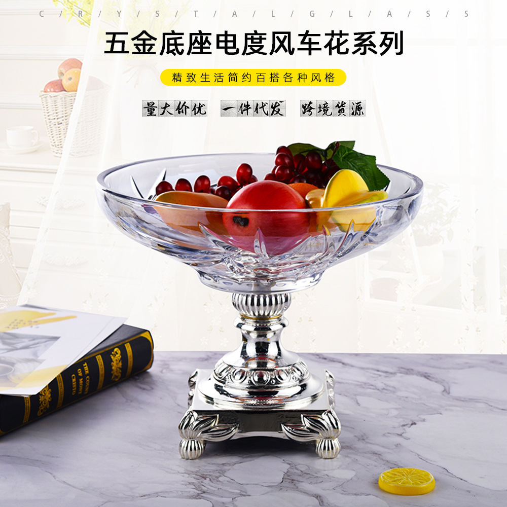 古典电镀水蓝色装饰摆件 水晶玻璃家居创意装饰摆件 客厅装饰花瓶