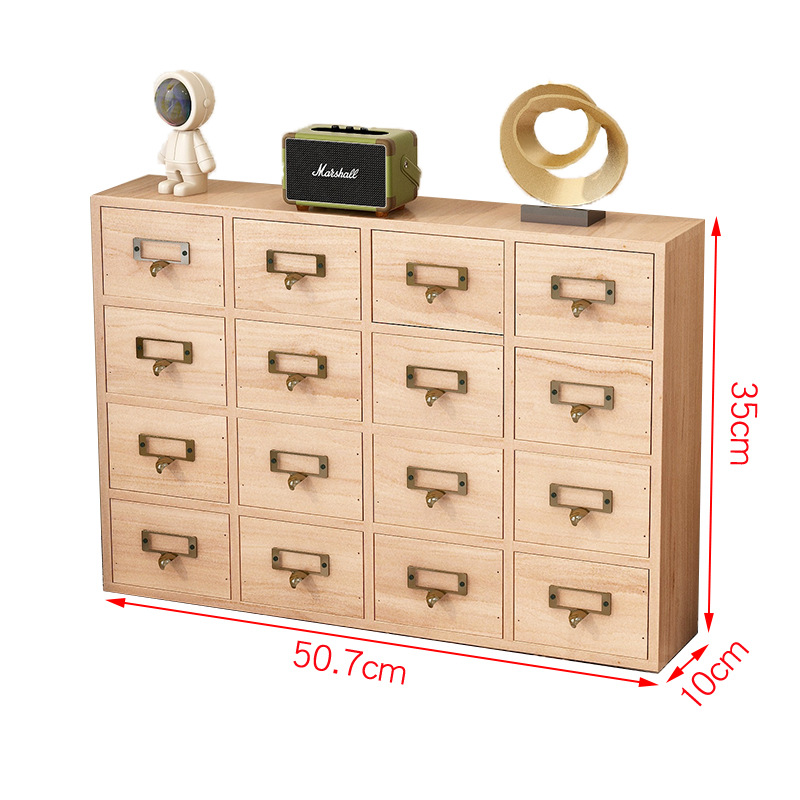 Caja de almacenamiento de té de cajón de madera vintage caja de joyería de escritorio caja de organización de joyería multi-capa rectangular pequeño gabinete