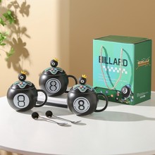 黑8台球桌球陶瓷杯子高颜值伴手礼办公室水杯马克杯带盖新款礼物