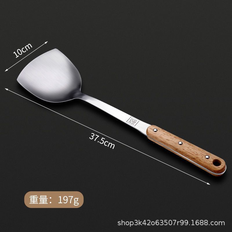 단단한 나무 손잡이 304 스테인레스 스틸 주걱