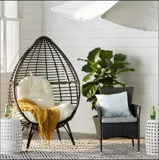 Silla de vid colgante azul balcón doméstico sala de estar patio columpio suelo perezoso ocio sofá silla creativo nido de pájaros cesta colgante