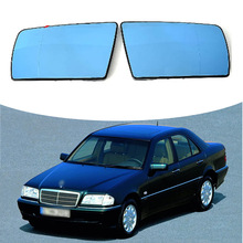 适用于93-2000款奔驰W202 W210 W140 倒车镜片蓝色加热后视镜片