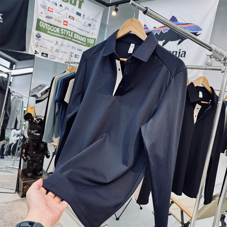 Dieter Same Style High-end Outdoor Polo Shirt Men's Autumn and Winter Sports Long Sleeve Lapel T-shirt Golf Base Top
