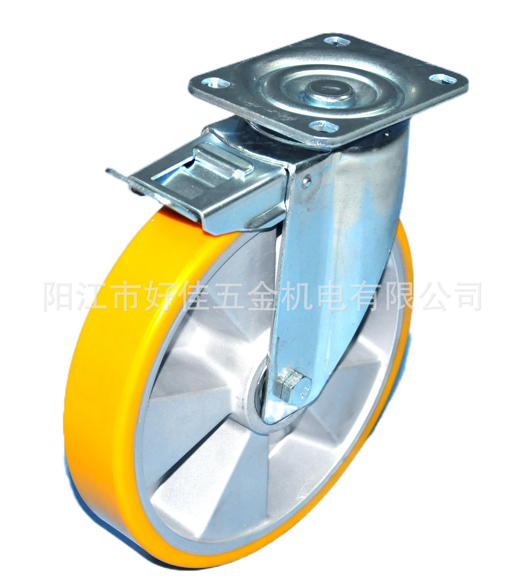 源头工厂直供10X2欧洲款重型铝芯聚氨脂PU双刹脚轮