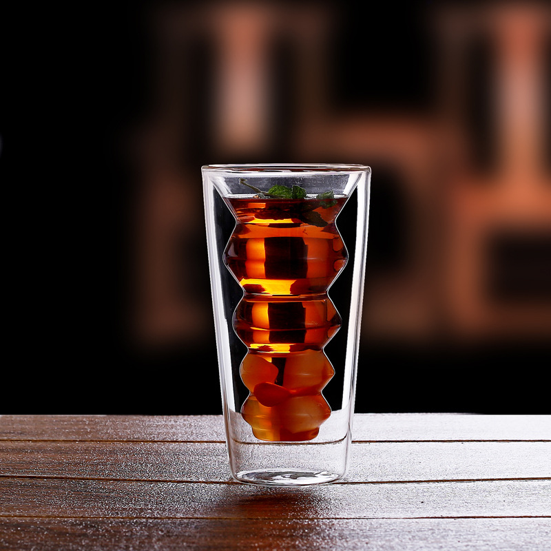 Espiral creativo forro de doble capa Copa de whisky Copa de vino vidrio Hogar personalizado aislado de doble capa de agua
