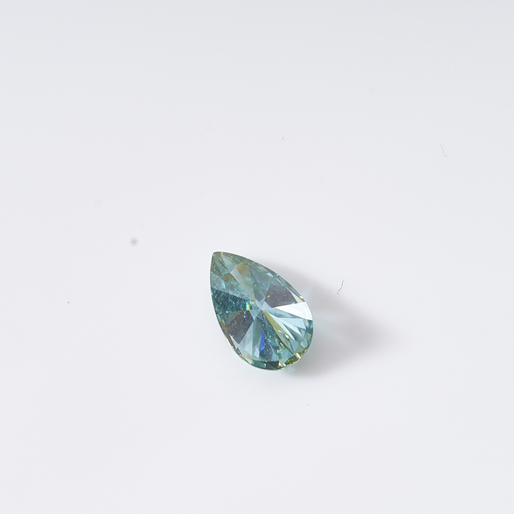 Peras / gotas de agua color azul-verde Moissanite con certificado de cintura tamaño tarjeta de plata negra / joyería de oro K