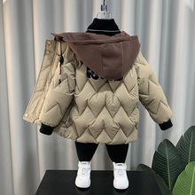 一件代发男童加绒派克服韩版洋气休闲棉袄冬装小男孩帅气棉衣外套